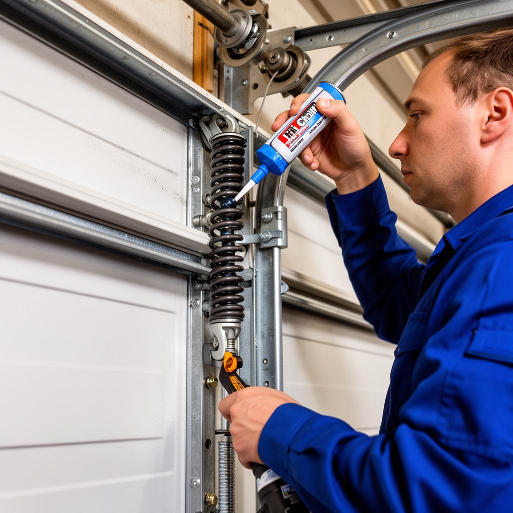 Preventive garage door maintenance service - lubrication and inspection